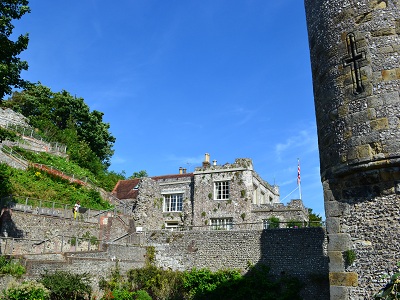 Zig-zag steps leading to keep. at Lewes Castle